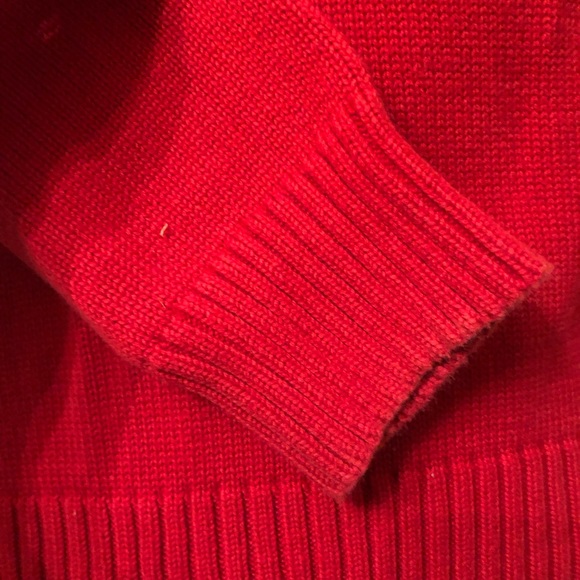 Ralph Lauren 1/4 Zip Red sweater, with embroidered Crest. Sz Medium Men (Unisex) - Picture 3 of 6